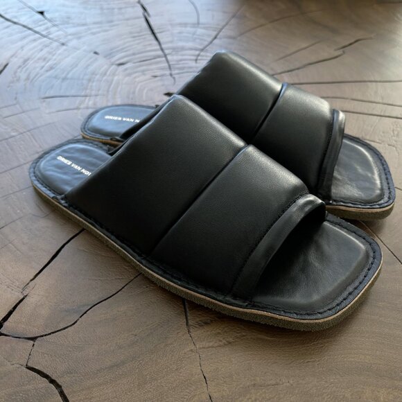 Dries Van Noten - EU41.5 Quilted Grained Leather Flat Slippers Slides SS21 - Picture 8 of 9